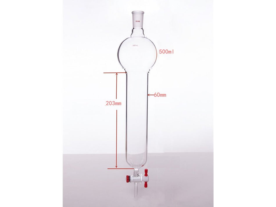 MSE PRO Chromatography Column with Storage Ball, 24/40, φ60mm, Effective Length 203mm, Storage Ball: 500mL - MSE Supplies LLC