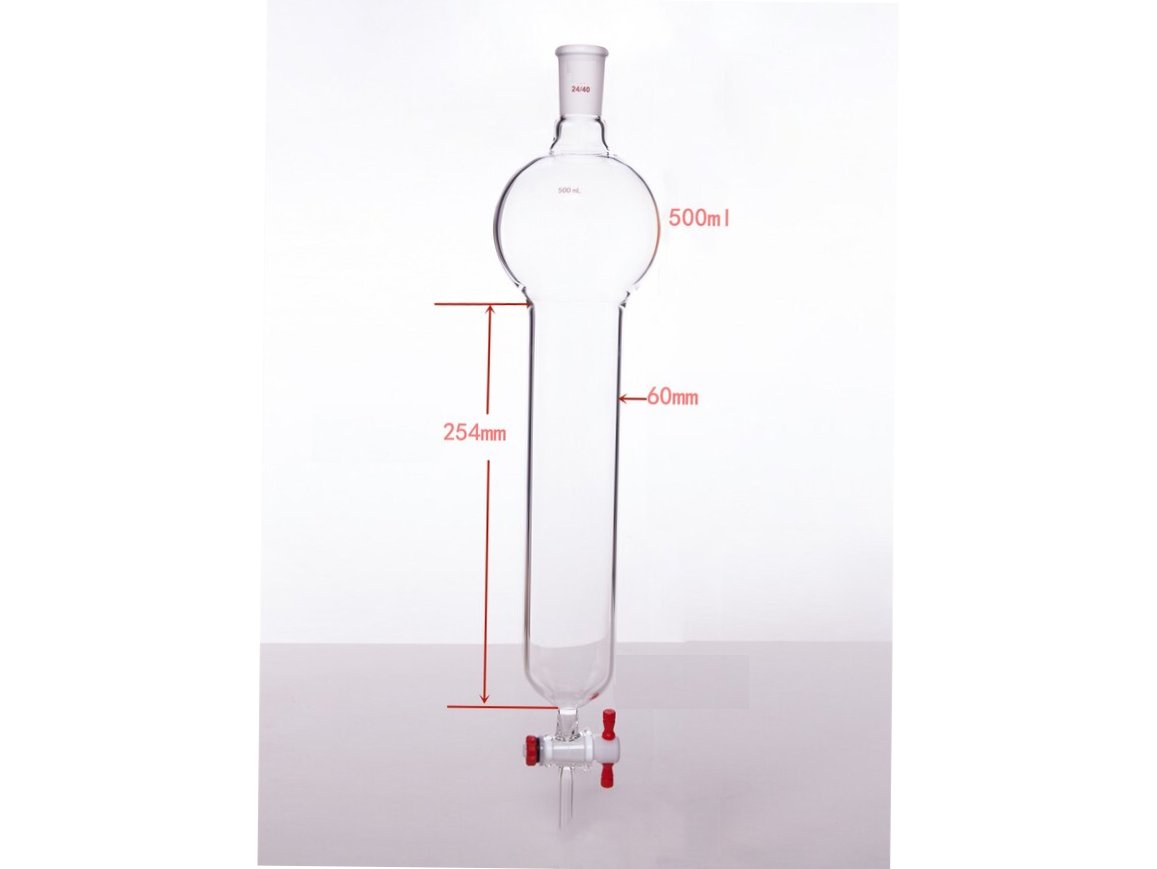 MSE PRO Chromatography Column with Storage Ball, 24/40, φ60mm, Effective Length 254mm, Storage Ball: 500mL - MSE Supplies LLC