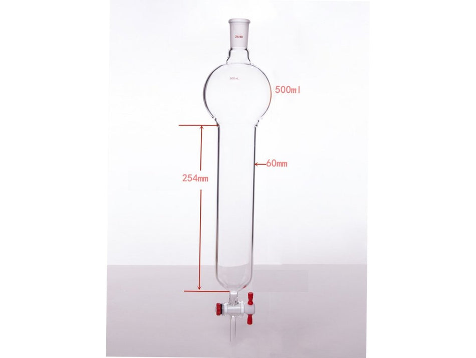 MSE PRO Chromatography Column with Storage Ball, 24/40, φ60mm, Effective Length 254mm, Storage Ball: 500mL - MSE Supplies LLC