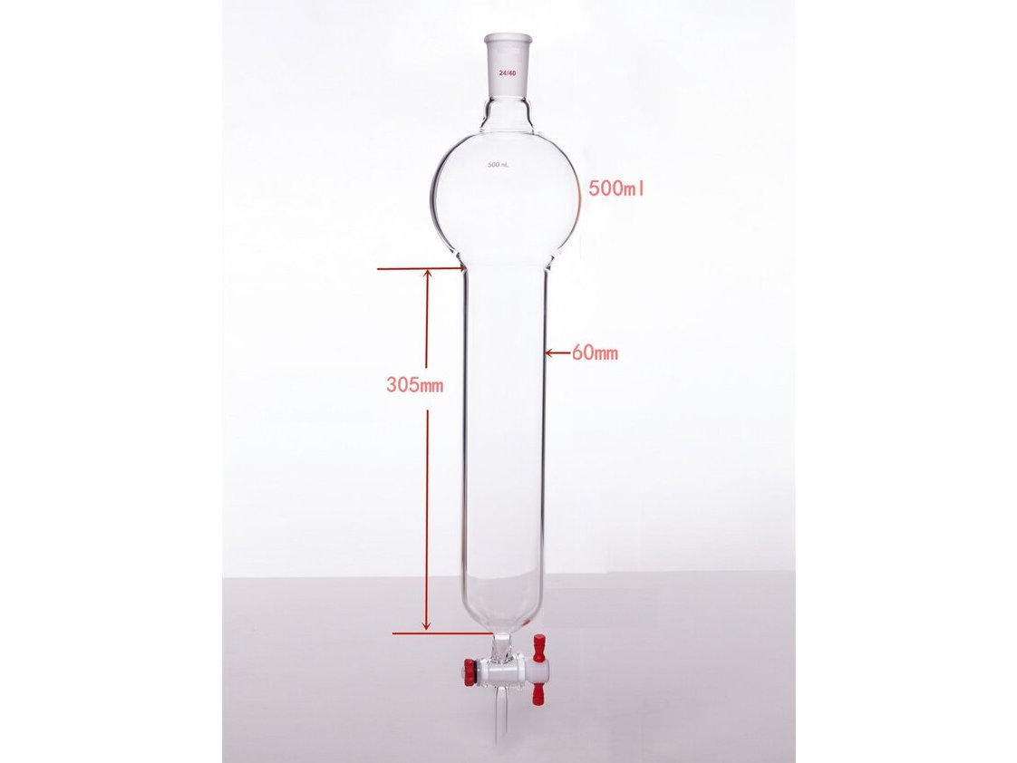 MSE PRO Chromatography Column with Storage Ball, 24/40, φ60mm, Effective Length 305mm, Storage Ball: 1000mL - MSE Supplies LLC
