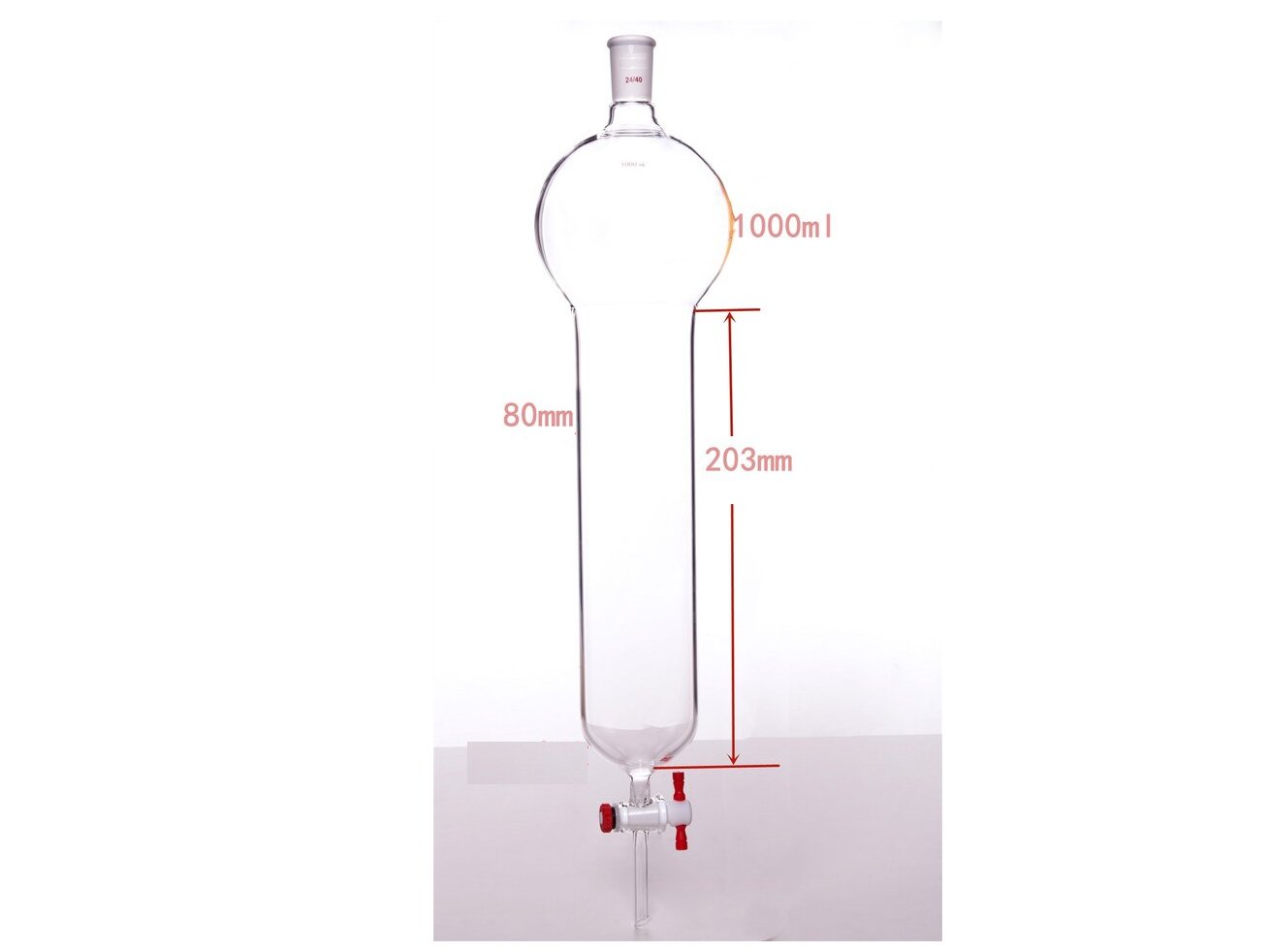 MSE PRO Chromatography Column with Storage Ball, 24/40, φ80mm, Effective Length 203mm, Storage Ball: 1000mL - MSE Supplies LLC