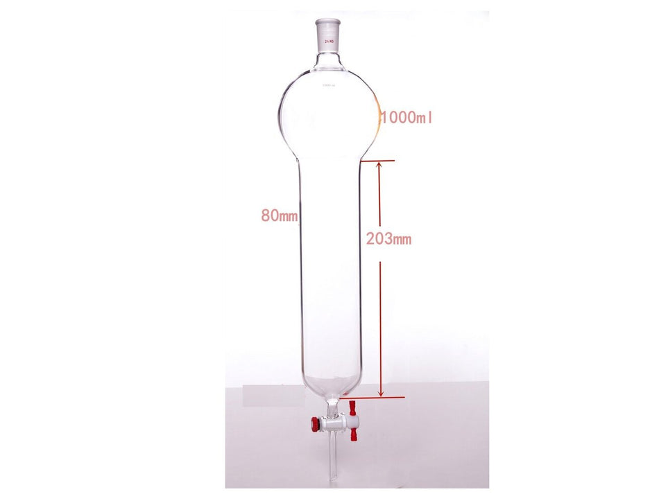 MSE PRO Chromatography Column with Storage Ball, 24/40, φ80mm, Effective Length 203mm, Storage Ball: 1000mL - MSE Supplies LLC