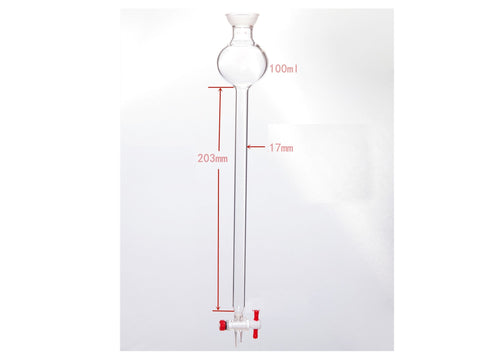 MSE PRO Chromatography Column with Storage Ball, 35/20, φ17mm, Effective Length: 203mm, Storage Ball: 100mL