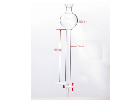MSE PRO Chromatography Column with Storage Ball, 35/20, φ26mm, Effective Length: 254mm, Storage Ball: 250mL