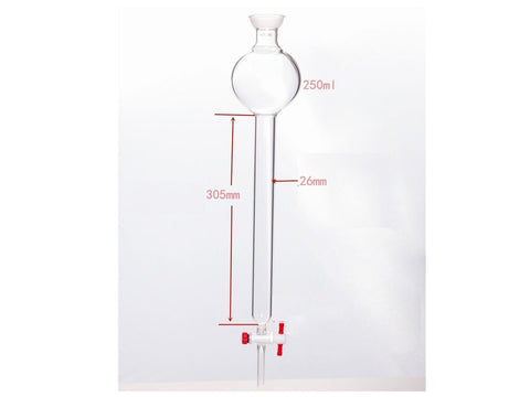 MSE PRO Chromatography Column with Storage Ball, 35/20, φ26mm, Effective Length: 305mm, Storage Ball: 250mL