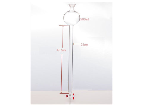 MSE PRO Chromatography Column with Storage Ball, 35/20, φ26mm, Effective Length: 457mm, Storage Ball: 500mL