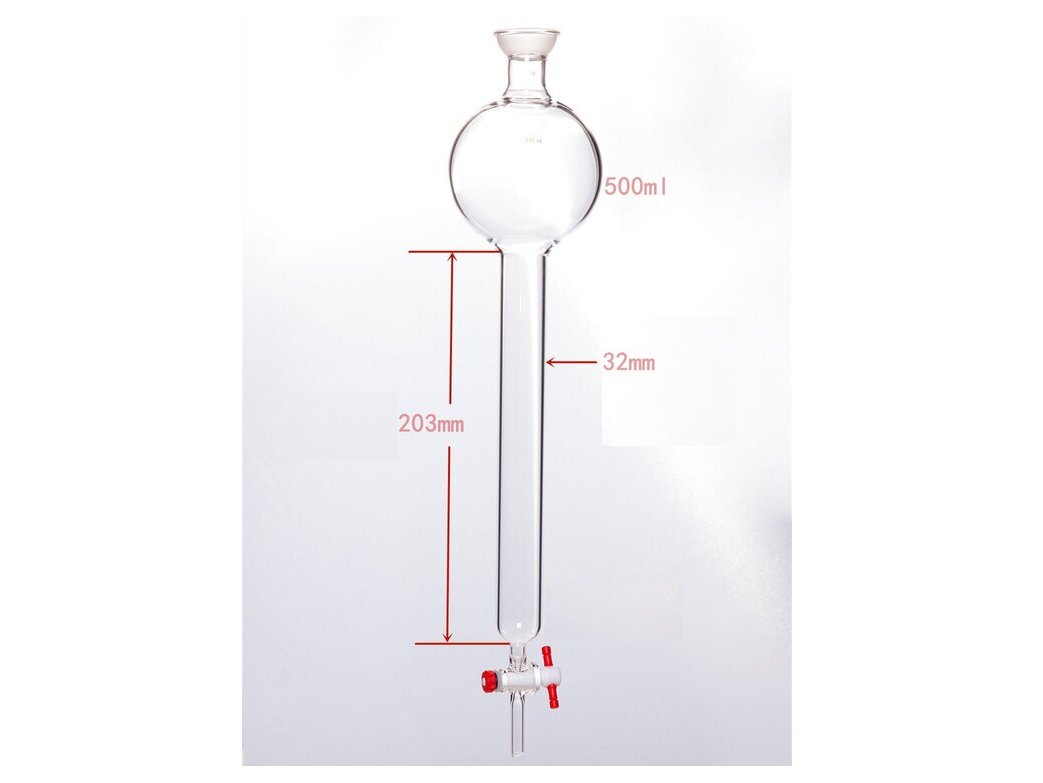 MSE PRO Chromatography Column with Storage Ball, 35/20, φ32mm, Effective Length: 203mm, Storage Ball: 500mL