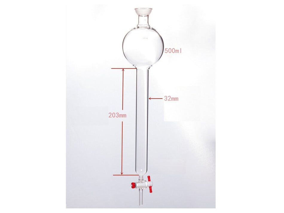 MSE PRO Chromatography Column with Storage Ball, 35/20, φ32mm, Effective Length: 203mm, Storage Ball: 500mL