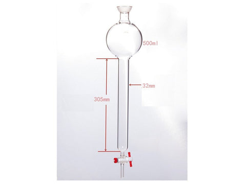 MSE PRO Chromatography Column with Storage Ball, 35/20, φ32mm, Effective Length: 305mm, Storage Ball: 500mL