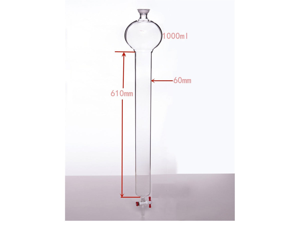 MSE PRO Chromatography Column with Storage Ball, 35/20, φ60mm, Effective Length: 610mm, Storage Ball: 1000mL