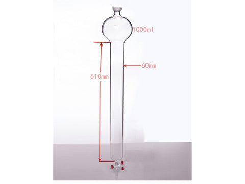 MSE PRO Chromatography Column with Storage Ball, 35/20, φ60mm, Effective Length: 610mm, Storage Ball: 1000mL