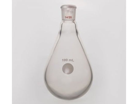 MSE PRO Coating, Thin-Walled Eggplant-Shaped Bottle for Rotary Evaporation, High Strength, Grinding Mouth: 14/20, 100mL