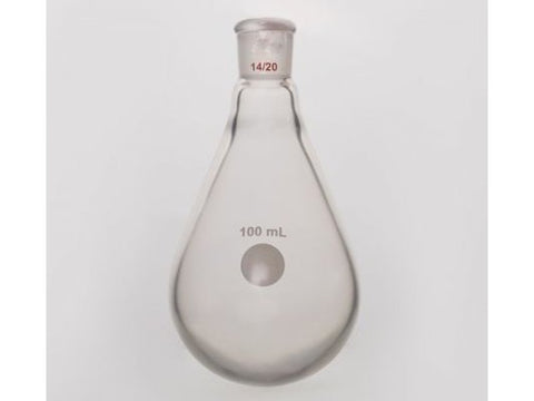 MSE PRO Coating, Thin-Walled Eggplant-Shaped Bottle for Rotary Evaporation, High Strength, Grinding Mouth: 14/20, 100mL