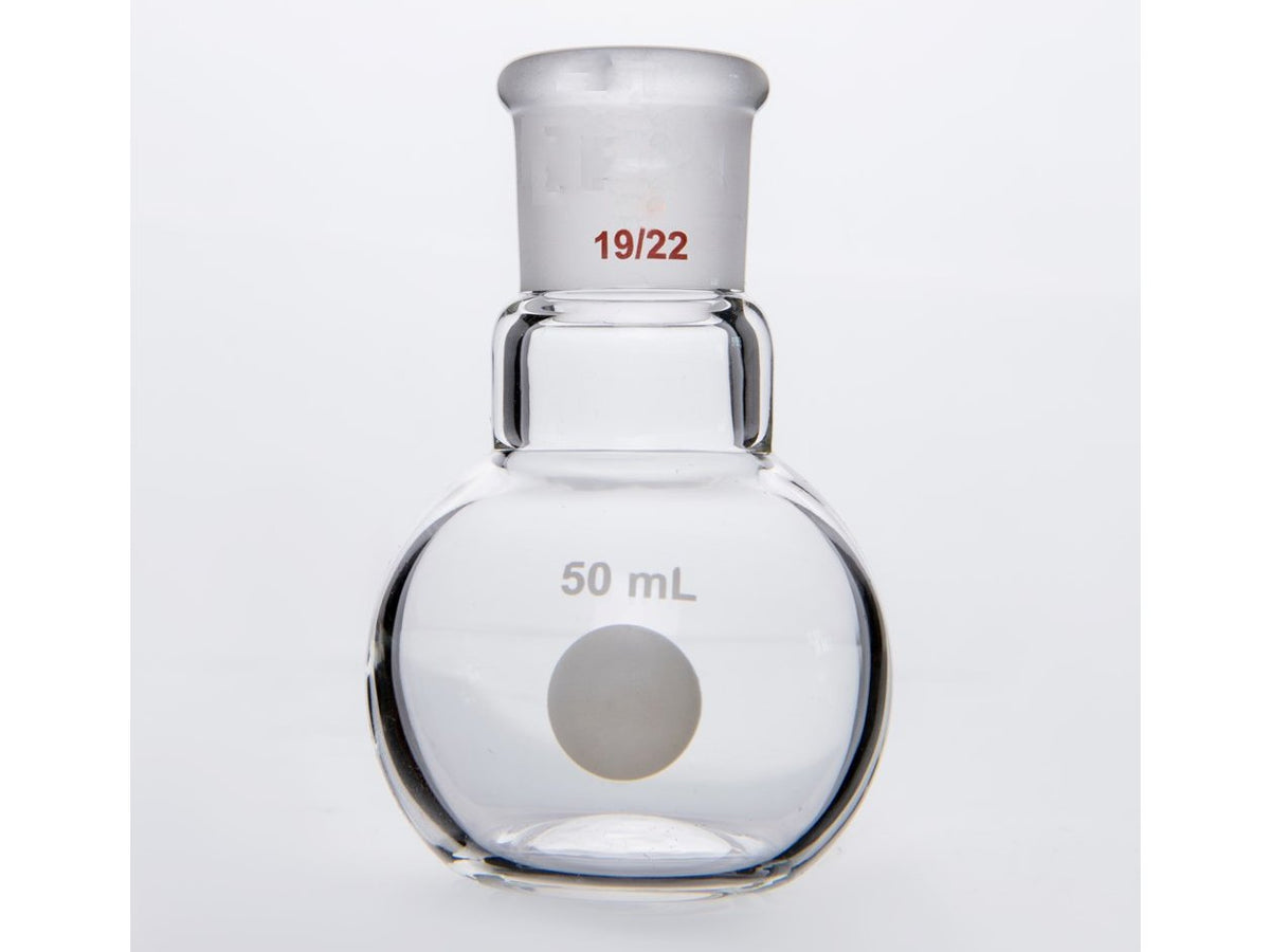 MSE PRO Flat Bottom Flask, Grinding Mouth: 19/22, 50mL