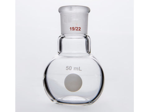 MSE PRO Flat Bottom Flask, Grinding Mouth: 19/22, 50mL