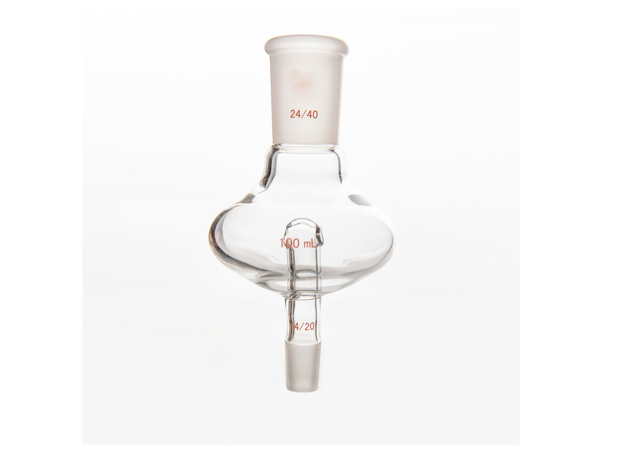 MSE PRO Flat Splash-Proof Balls, Upper Mouth: 24/40, Lower Mouth: 14/20, 100mL - MSE Supplies LLC