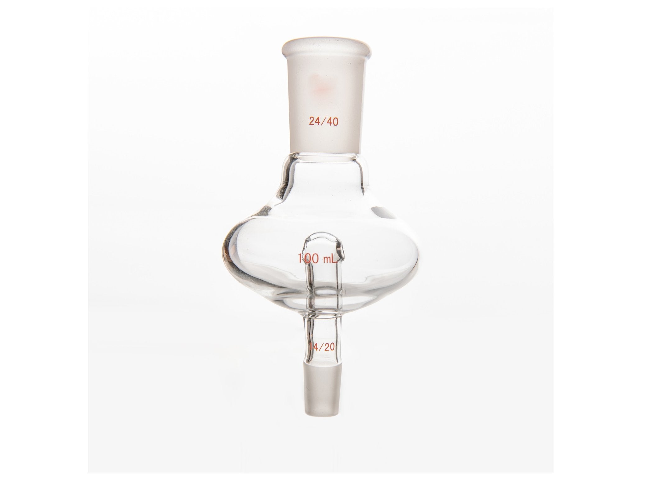 MSE PRO Flat Splash-Proof Balls, Upper Mouth: 24/40, Lower Mouth: 14/20, 100mL - MSE Supplies LLC