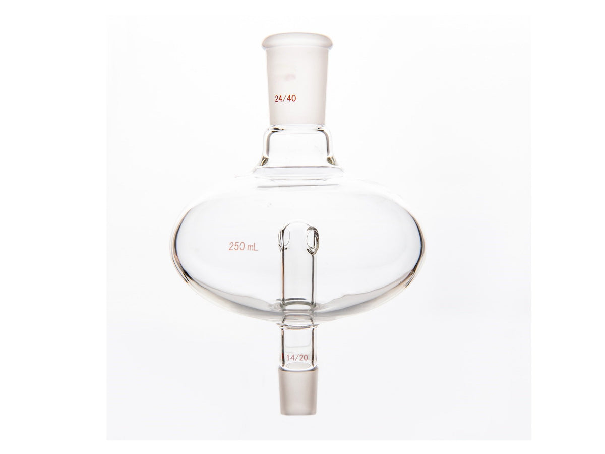 MSE PRO Flat Splash-Proof Balls, Upper Mouth: 24/40, Lower Mouth: 14/20, 250mL - MSE Supplies LLC