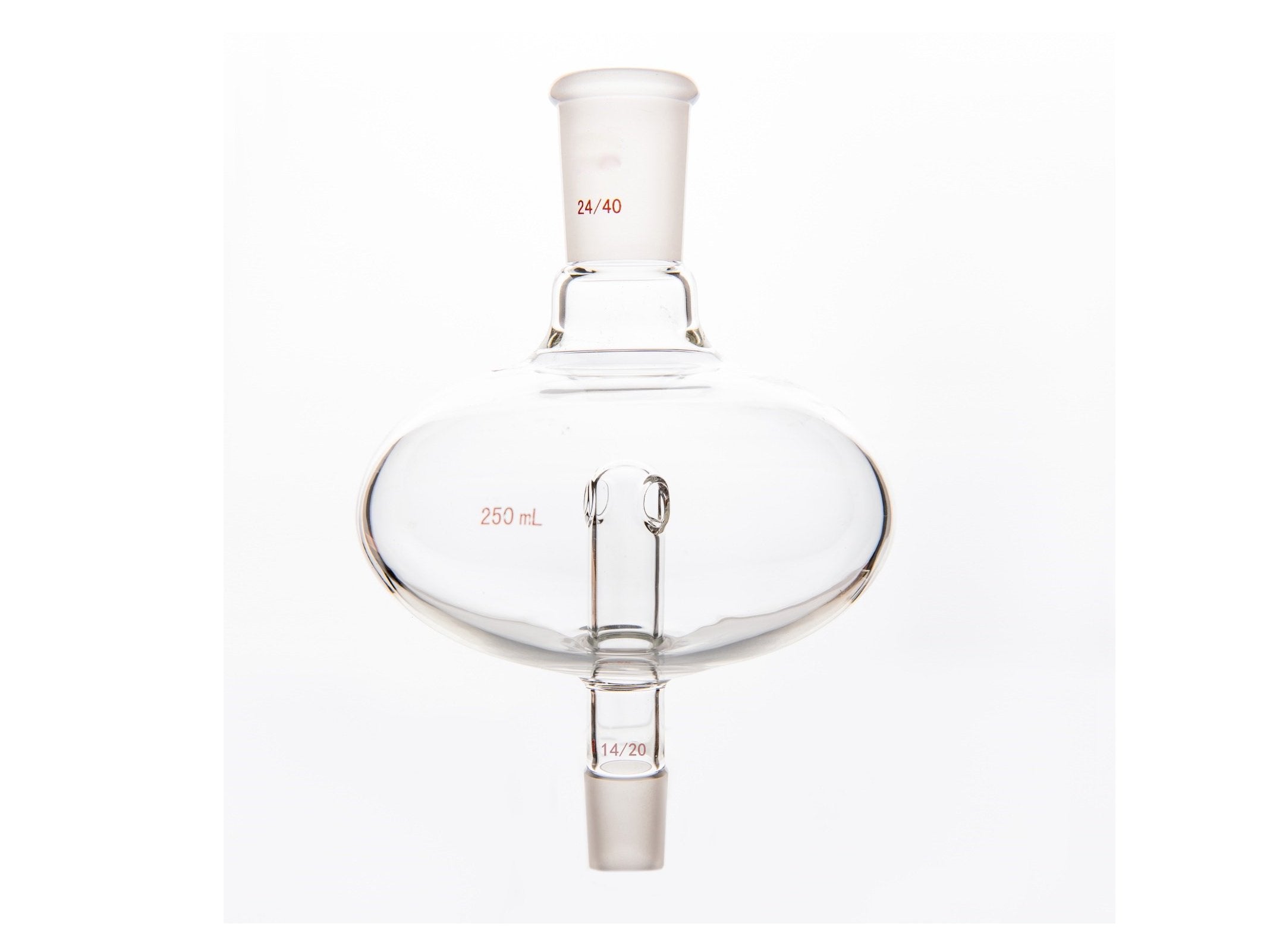 MSE PRO Flat Splash-Proof Balls, Upper Mouth: 24/40, Lower Mouth: 14/20, 250mL - MSE Supplies LLC