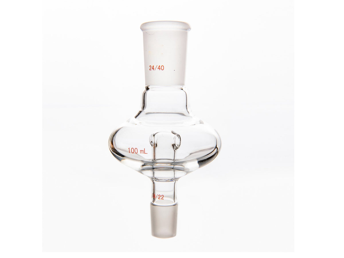 MSE PRO Flat Splash-Proof Balls, Upper Mouth: 24/40, Lower Mouth: 19/22, 100mL - MSE Supplies LLC