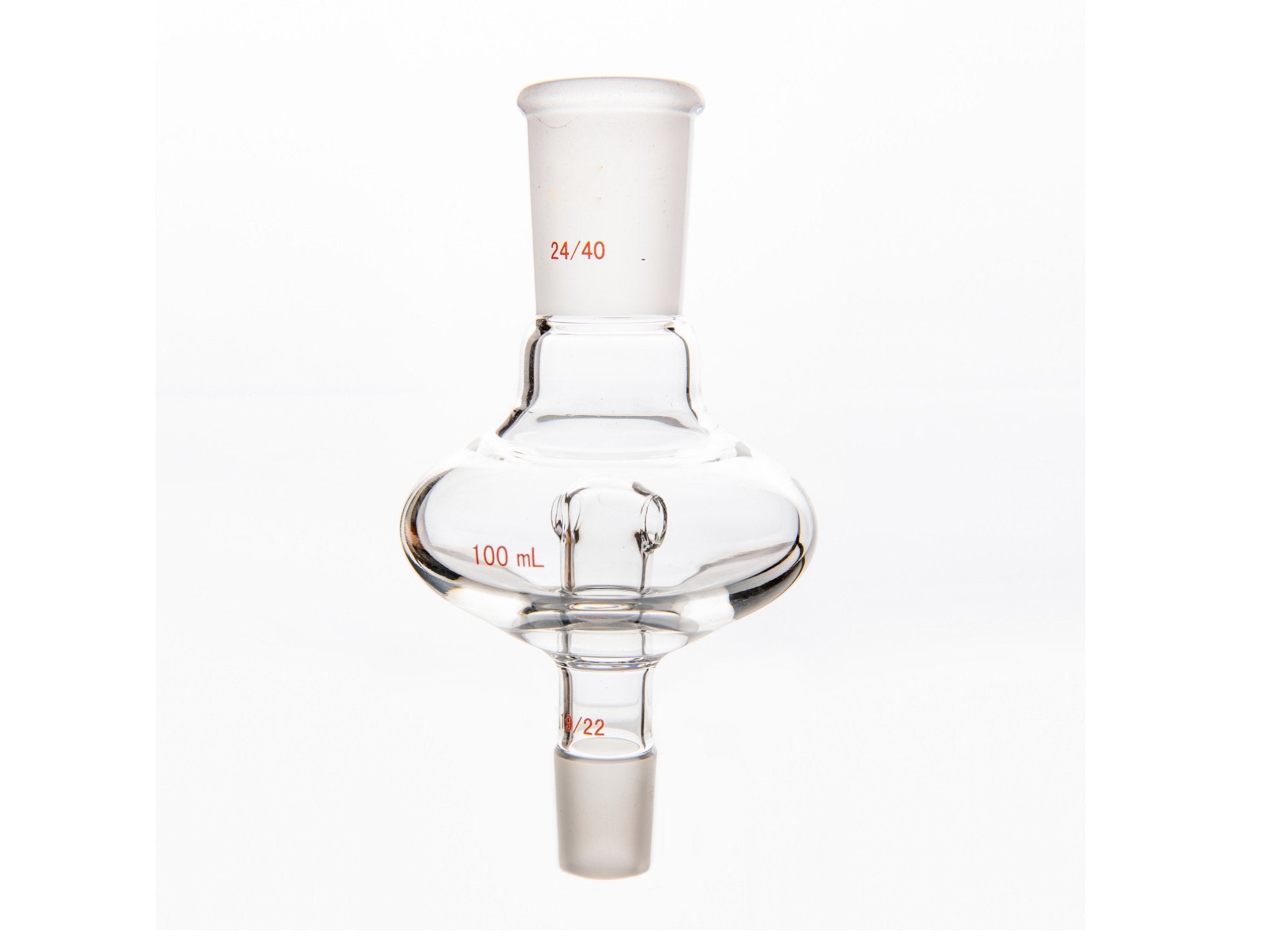 MSE PRO Flat Splash-Proof Balls, Upper Mouth: 24/40, Lower Mouth: 19/22, 100mL - MSE Supplies LLC