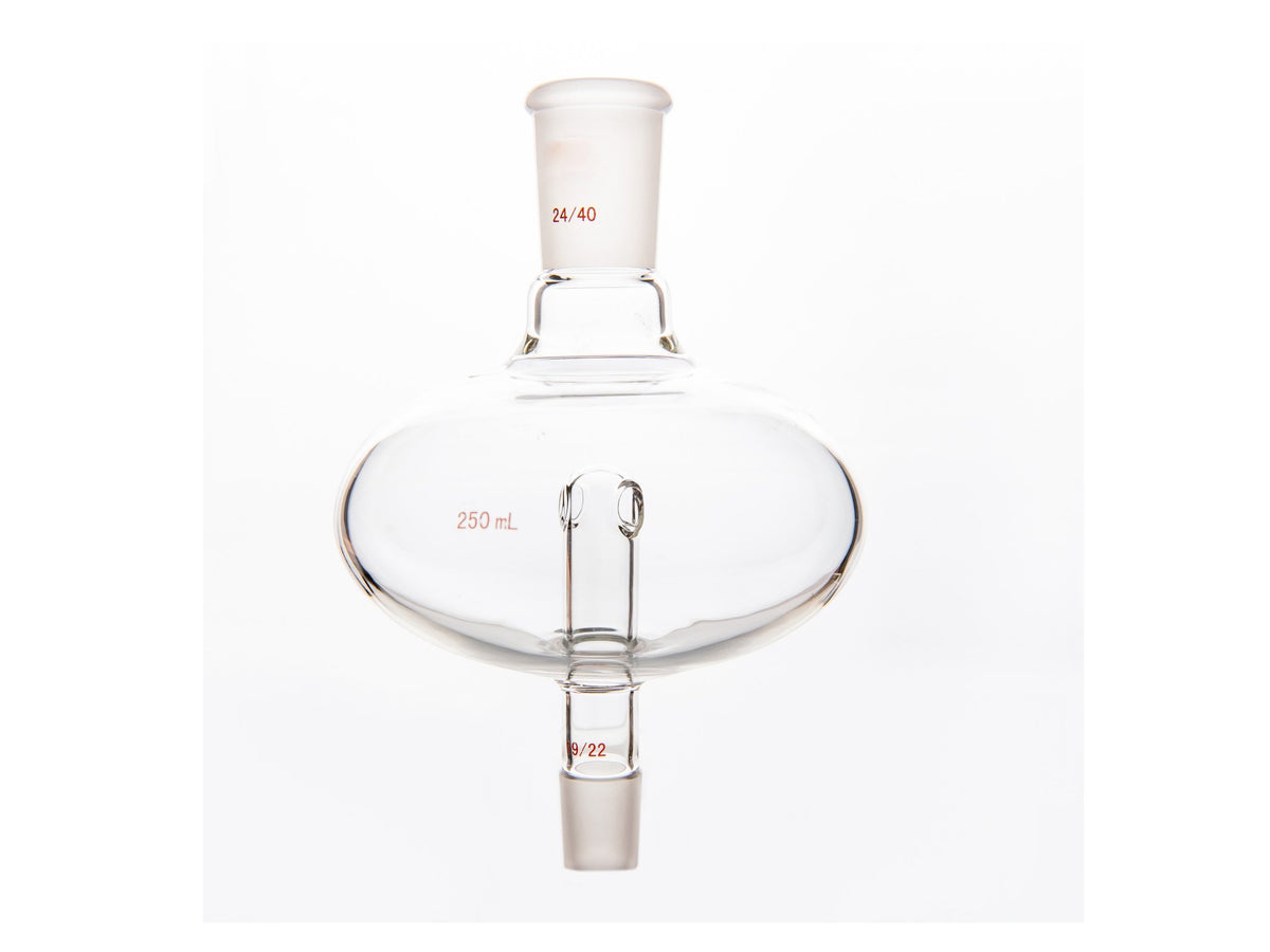 MSE PRO Flat Splash-Proof Balls, Upper Mouth: 24/40, Lower Mouth: 19/22, 250mL - MSE Supplies LLC