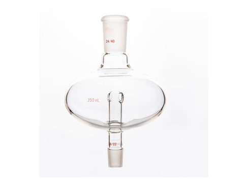 MSE PRO Flat Splash-Proof Balls, Upper Mouth: 24/40, Lower Mouth: 19/22, 250mL - MSE Supplies LLC