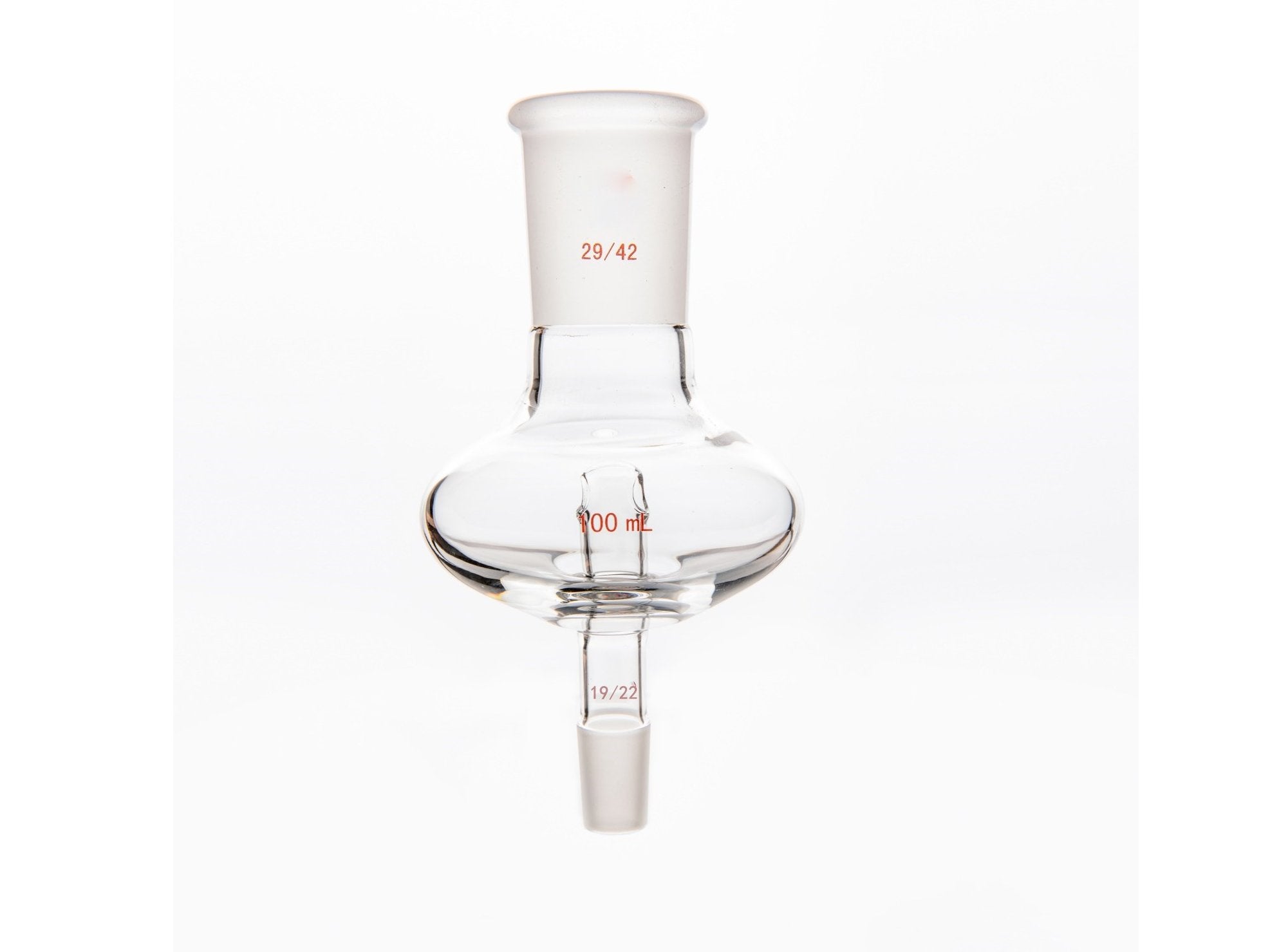 MSE PRO Flat Splash-Proof Balls, Upper Mouth: 29/42, Lower Mouth: 19/22, 100mL - MSE Supplies LLC