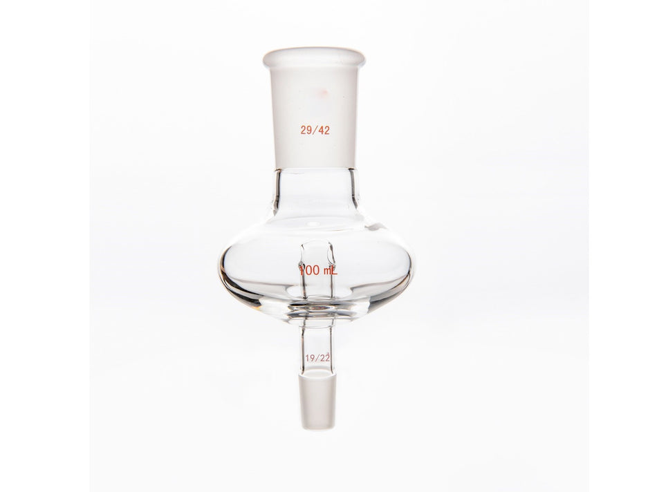 MSE PRO Flat Splash-Proof Balls, Upper Mouth: 29/42, Lower Mouth: 19/22, 100mL - MSE Supplies LLC