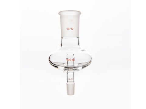 MSE PRO Flat Splash-Proof Balls, Upper Mouth: 29/42, Lower Mouth: 19/22, 100mL - MSE Supplies LLC