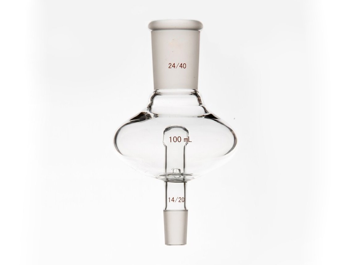 MSE PRO Flat Splash-Proof Balls, with Backflow Hole, Upper Mouth: 24/40, Lower Mouth: 14/20, 100mL - MSE Supplies LLC