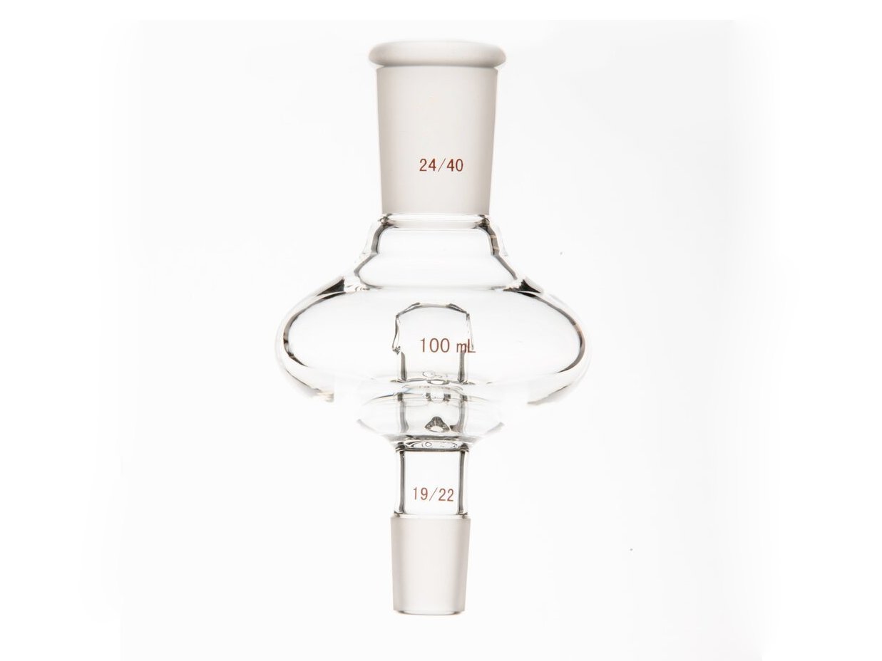 MSE PRO Flat Splash-Proof Balls, with Backflow Hole, Upper Mouth: 24/40, Lower Mouth: 19/22, 100mL - MSE Supplies LLC