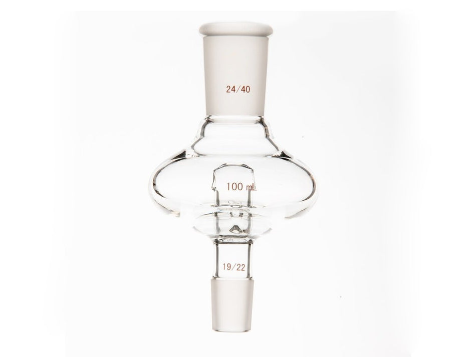 MSE PRO Flat Splash-Proof Balls, with Backflow Hole, Upper Mouth: 24/40, Lower Mouth: 19/22, 100mL - MSE Supplies LLC