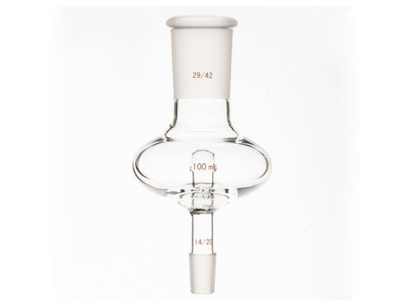 MSE PRO Flat Splash-Proof Balls, with Backflow Hole, Upper Mouth: 29/42, Lower Mouth: 14/20, 100mL - MSE Supplies LLC