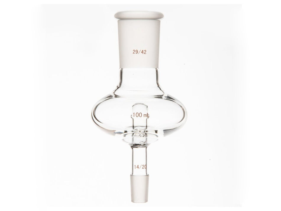 MSE PRO Flat Splash-Proof Balls, with Backflow Hole, Upper Mouth: 29/42, Lower Mouth: 14/20, 100mL - MSE Supplies LLC