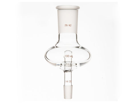 MSE PRO Flat Splash-Proof Balls, with Backflow Hole, Upper Mouth: 29/42, Lower Mouth: 14/20, 100mL - MSE Supplies LLC