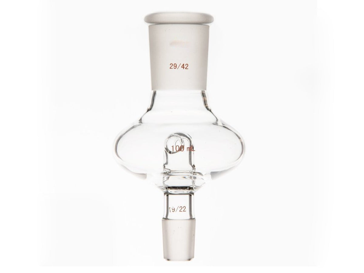 MSE PRO Flat Splash-Proof Balls, with Backflow Hole, Upper Mouth: 29/42, Lower Mouth: 19/22, 100mL - MSE Supplies LLC