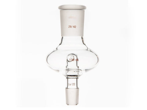 MSE PRO Flat Splash-Proof Balls, with Backflow Hole, Upper Mouth: 29/42, Lower Mouth: 19/22, 100mL - MSE Supplies LLC