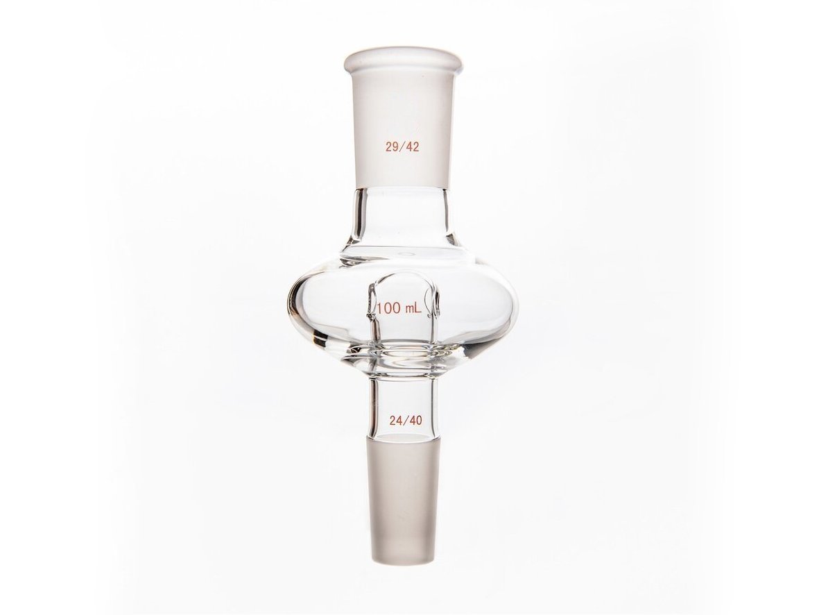 MSE PRO Flat Splash-Proof Balls, with Backflow Hole, Upper Mouth: 29/42, Lower Mouth: 24/40, 100mL - MSE Supplies LLC