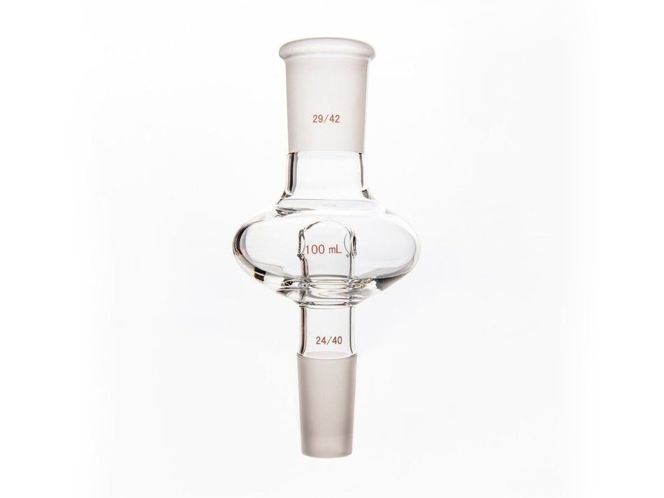 MSE PRO Flat Splash-Proof Balls, with Backflow Hole, Upper Mouth: 29/42, Lower Mouth: 24/40, 100mL - MSE Supplies LLC