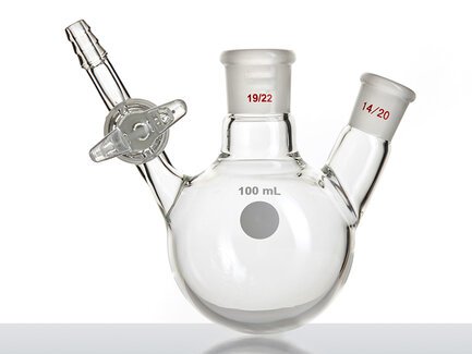 MSE PRO Glass Door Two-Mouth Reaction Bottle, Capacity: 100mL, Main Mouth: 19/22, Side Mouth: 14/20