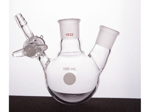 MSE PRO Glass Door Two-Mouth Reaction Bottle, Capacity: 100mL, Main Mouth: 19/22, Side Mouth: 19/22