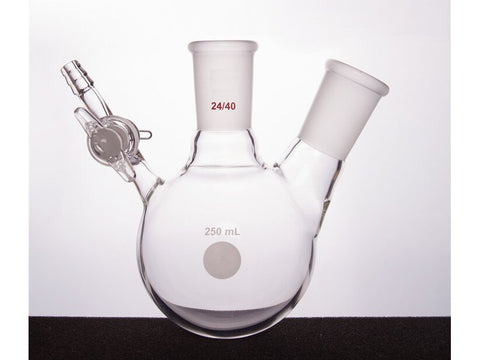 MSE PRO Glass Door Two-Mouth Reaction Bottle, Capacity: 250mL, Main Mouth: 24/40, Side Mouth: 24/40