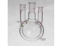 MSE PRO Jacketed All-Inclusive, Straight Three-Mouth Round Bottom Ball Bottle, Middle Grinding Mouth: 24/40, Side Grinding Mouth: 19/22, 250mL