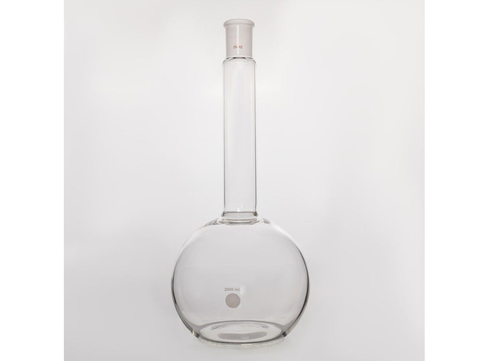 MSE PRO Long Neck Flat Bottom Flask, Grinding Mouth: 29/42, Capacity: 2000mL, Neck Length 175mm
