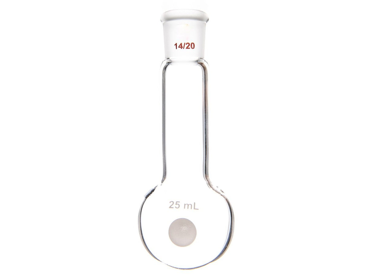 MSE PRO Long Neck Round Bottom Flask, Grinding Mouth: 14/20, Capacity: 25mL, Neck Length: 50mm