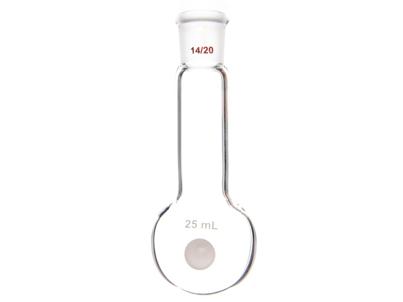 MSE PRO Long Neck Round Bottom Flask, Grinding Mouth: 14/20, Capacity: 25mL, Neck Length: 50mm