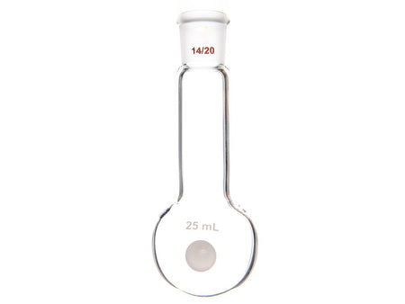 MSE PRO Long Neck Round Bottom Flask, Grinding Mouth: 14/20, Capacity: 25mL, Neck Length: 50mm