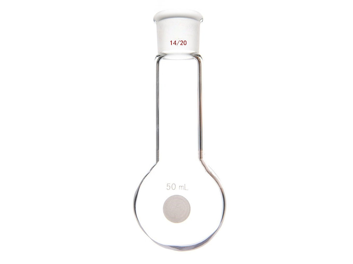 MSE PRO Long Neck Round Bottom Flask, Grinding Mouth: 14/20, Capacity: 50mL, Neck Length: 55mm