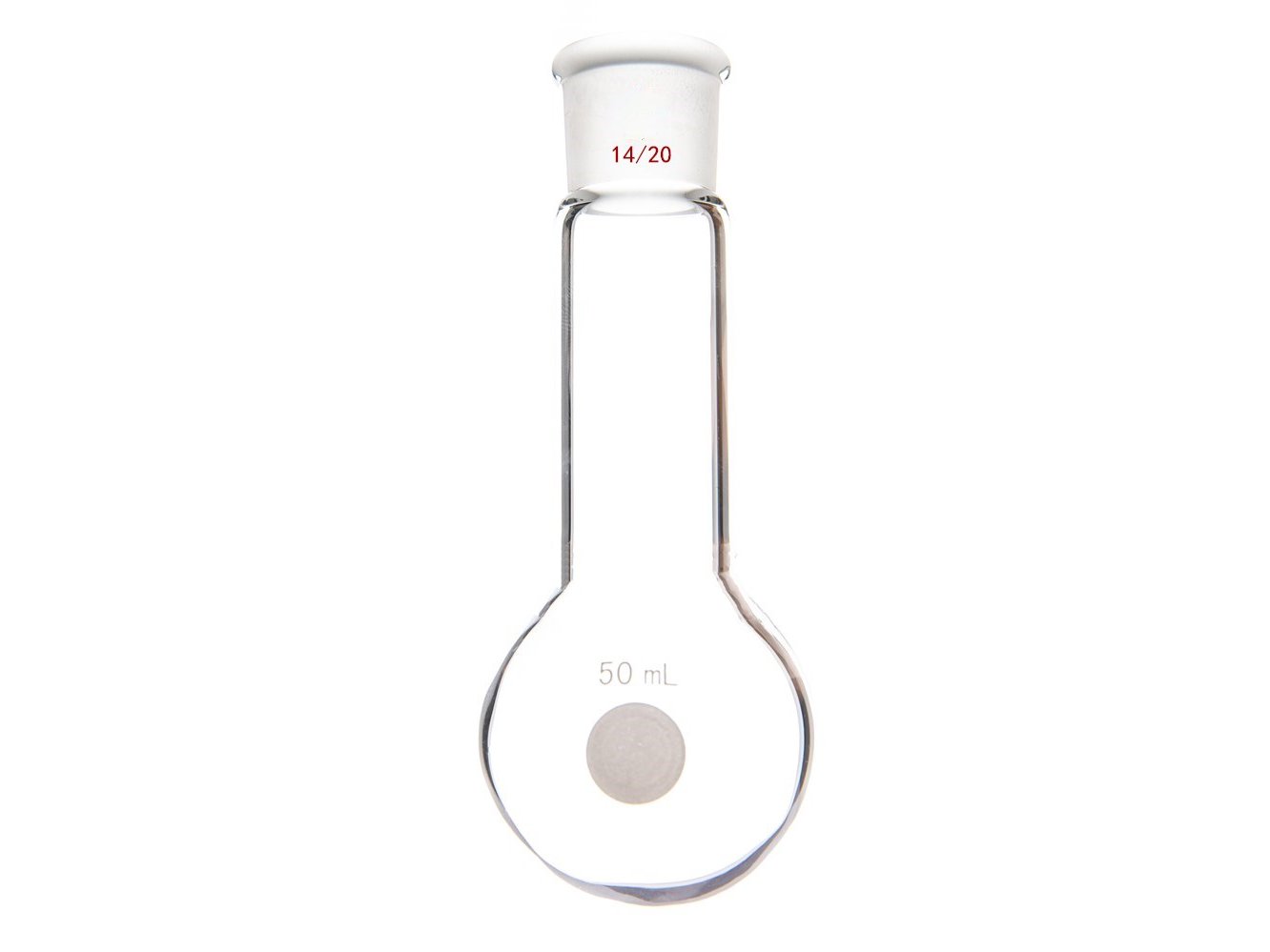MSE PRO Long Neck Round Bottom Flask, Grinding Mouth: 14/20, Capacity: 50mL, Neck Length: 55mm